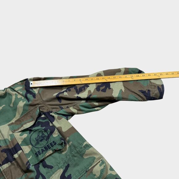 Vintage 80s US Navy Seabees M-65 Field Jacket Woodland Camo Medium Regular 1981 - Picture 10 of 11